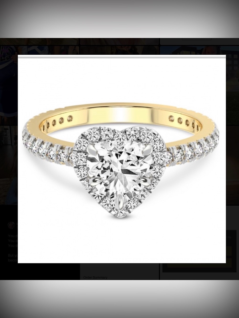 Yellow Gold Heart Halo Diamond Engagement Ring - Classic Elegance